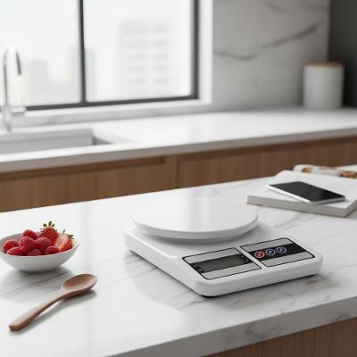 Balança de Cozinha Digital Compacta Alta Precisão com Função Tara Plataforma de Vidro 10L