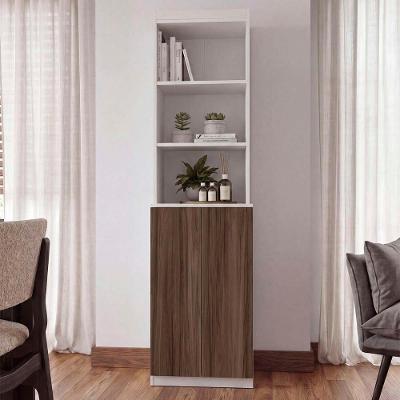 Armário Organizador Malmo 2 Portas MDP 51CM Branco com Nogal Mercado das Prateleiras