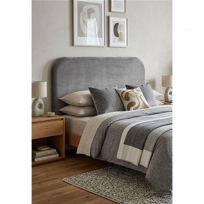 Cabeceira Estofada Orgânica Casal Fixação na Parede MDF Veludo Cinza 140CM