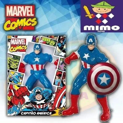Boneco 0552 Articulado Capitão America Marvel Comics com Escudo Mimo