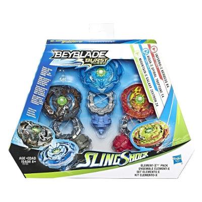 Beyblade Element Multi Pack com Modo Slingshock e 3 Tipos de Piões Hasbro E6780