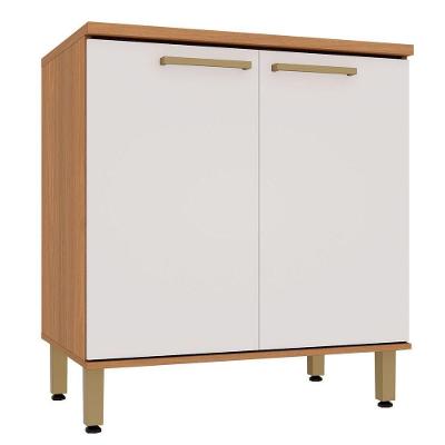 Balcão para Cozinha Dulce 2 Portas MDF 80CM Freijó Branco Luciane Móveis