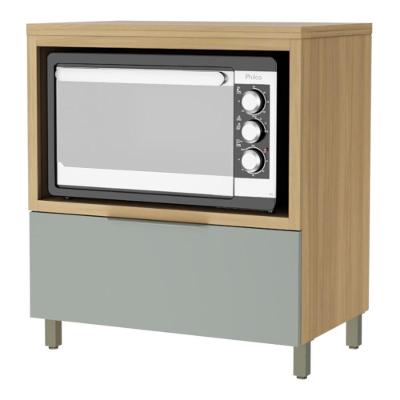 Balcão para Forno Marquesa sem Porta 1 Gaveta MDF 80CM Nature Verde Nesher Móveis
