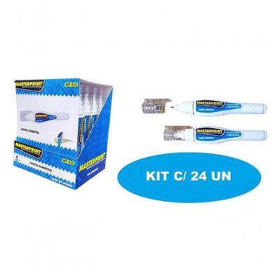 Caneta Corretiva Masterprint Branquinho MP-435 Líquida Kit 24 Unidades Branco