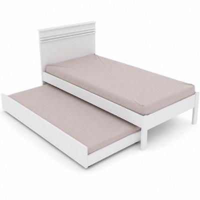 Cama de Solteiro com Auxiliar Rafaela com Rodízios MDF-MDP Branco