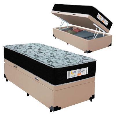 Cama Box com Baú Solteiro Sonnolux Molas Ensacadas Tecido Bege Sereneprime 88CM