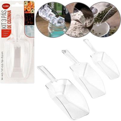 Colher Medidora 3 Peças Multiuso Acrílico Transparente Cozinha Clink