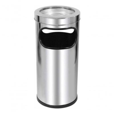 Cinzeiro Lixeira C2 em Aco Inox com Aro Inox 22L Acabamento Inox para Uso Profissional JSN