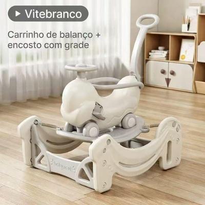 Carrinho Infantil 4 em 1 Balanço Pula Patinete Bege Tudo em Caixa