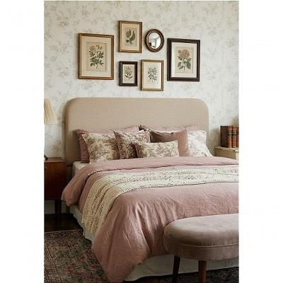 Cabeceira Estofada Orgânica King MDF Linho Cru Mesclado 195CM
