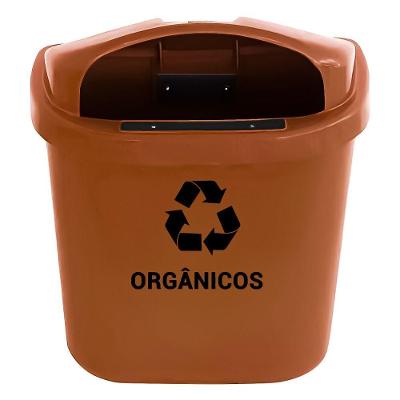 Cesto Individual Coleta Seletiva para Poste Ou Parede 40L Marrom JSN