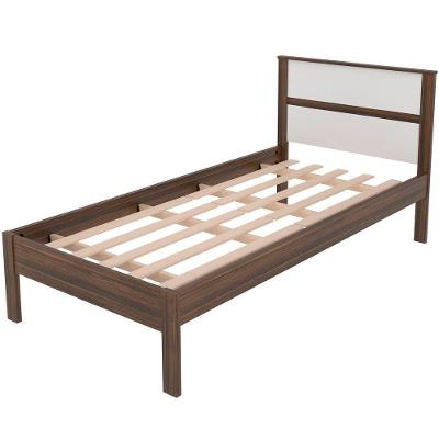 Cama Solteiro com Cabeceira Fernanda Moderna MDP BP Nogal e Branco Tecnomobili