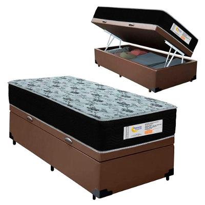 Cama Box com Baú Solteiro Sonnolux Molas Ensacadas Tecido Marrom Sereneprime