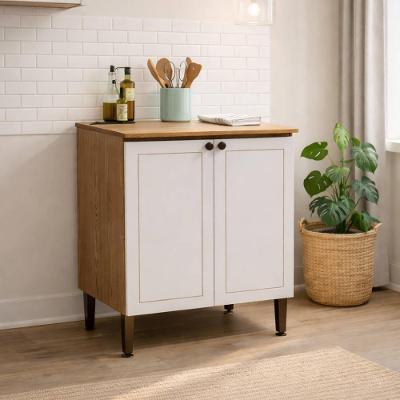 Balcão para Cooktop Frizz 2 Portas MDF Cinamomo-Branco Fosco Genialflex Móveis