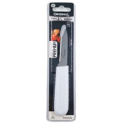 Faca de Legumes Peixe Premium Lâmina 18,5CM Aço Inox Cabo Plástico Branco Cozinha Original Line