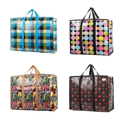 Bolsa Sacolão Zip em TNT e Plástico PP 60x45cm Off White Unissex
