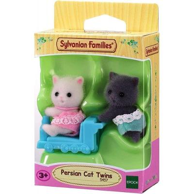 Coleção Gêmeos Gato Persa Sylvanian Families Figuras Posáveis com Acessórios Removíveis Branco Epoch