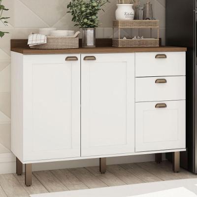 Balcão Pia Iluminata 2 Portas 3 Gavetas MDF Branco Genialflex Móveis