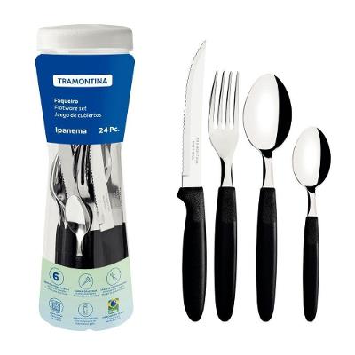 Faqueiro Ipanema 24 Peças Aço Inox Preto Fosco para Refeições Diárias Tramontina