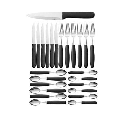 Faqueiro Caprese 25 Peças Aço Inox Polido para Mesa Preto Fratelli