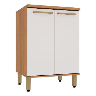 Balcão para Cozinha Dulce 2 Portas MDF 60CM Freijó Branco Luciane Móveis