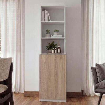 Estante Malmo 2 Portas 5 Prateleiras MDP 15mm 51CM Branco com Carvalho