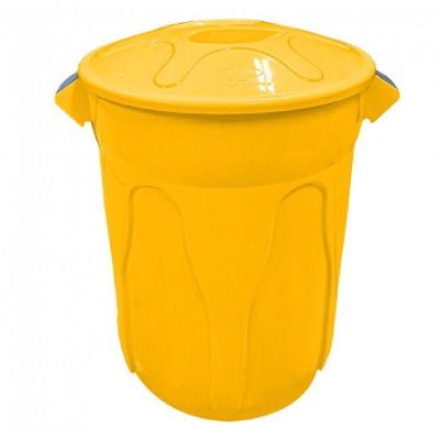 Cesto Lixeira Plástico Tipo Balde 60L Abertura Pressão Amarelo JSN