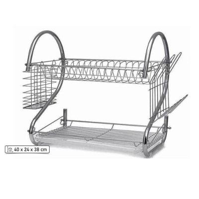 Escorredor de Louças TRC8337 com Porta Copos e Talheres de Metal Aço Cromado Dois Níveis Inox Top