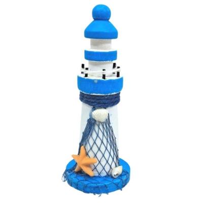 Enfeite Decorativo Farol Marítimo com Design Costeiro Azul Claro e Branco Dantas 13CM