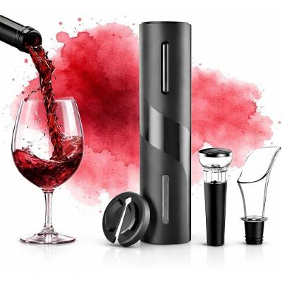 Abridor de Vinho Elétrico Automático 4 Peças com Bico Dosador e Rolha a Vácuo para Adega Preto