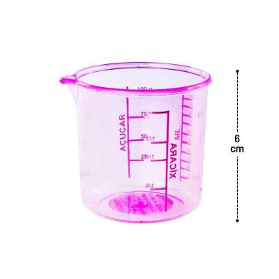 Copo Medidor Injetemp de Plástico Graduado para Cozinha Rosa 100ML