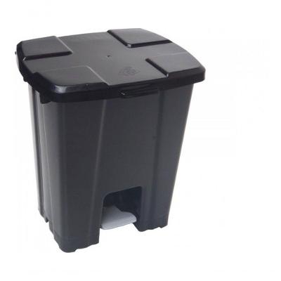 Cesto Lixeira Quadrada Plastica 25L Plastico com Pedal Preto JSN