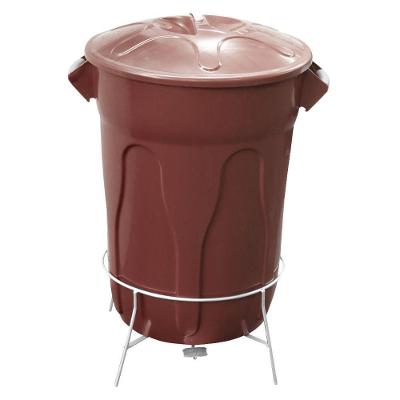 Cesto Lixeira Plástico 100L com Pedal e Armação em Aço Marrom JSN