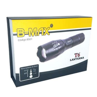 Lanterna Tática T6 com LED Cree Q5 e Zoom Ajustável Preto Oba Mix 3 MODOS 2000 METROS