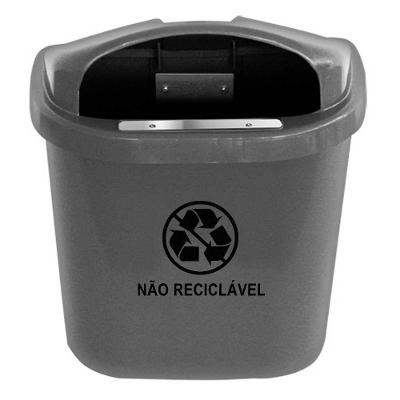 Cesto Individual Coleta Seletiva para Poste Ou Parede 40L Cinza JSN