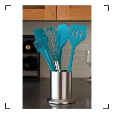 Kit Utensílios Cozinha Silicone 5 Peças Espátula Fue Azul para Panelas Antiaderentes Higipack
