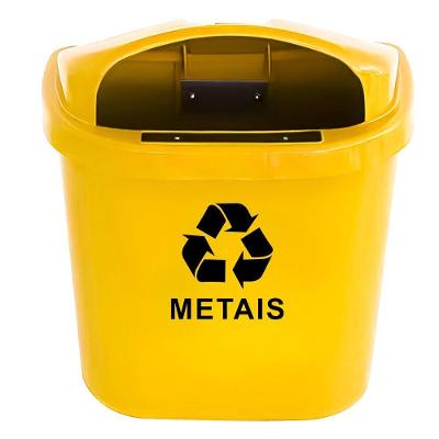 Cesto Individual Coleta Seletiva 40L para Poste Ou Parede Amarelo JSN