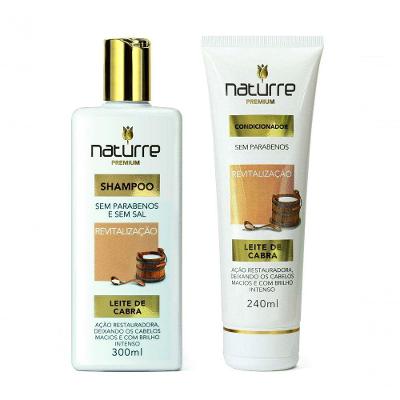 Kit Shampoo Condicionador Naturrê Leite de Cabra Força Brilho Hidratação Profunda 2 Unidades
