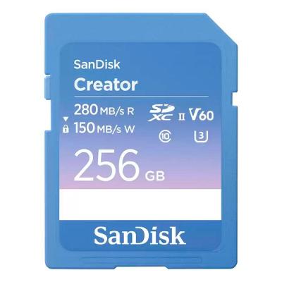 Cartão de Memória SD Sandisk Creator V60 U3 6K UHD Alta Velocidade 256GB Leitura 200MB-s