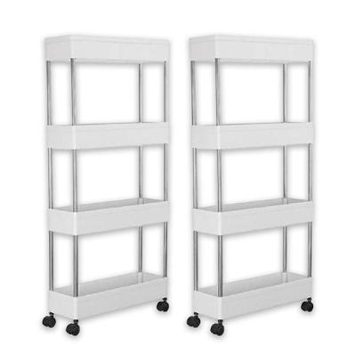 Carrinho Organizador SU-MANI 4 Andares Polipropileno + Aço Inox Rodinhas 360o Multiuso Branco Mundo