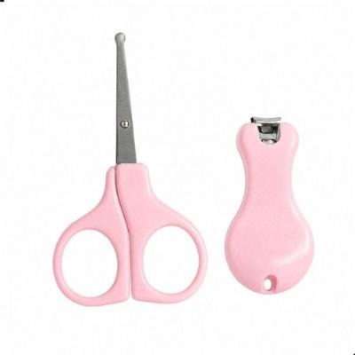 Kit Manicure Infantil com Tesoura Ponta Redonda e Cortador de Unha para Bebês Aço Inox Plástico