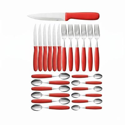 Faqueiro Caprese 25 Peças Aço Inox com Cabo Vermelho para Mesa Posta Fratelli