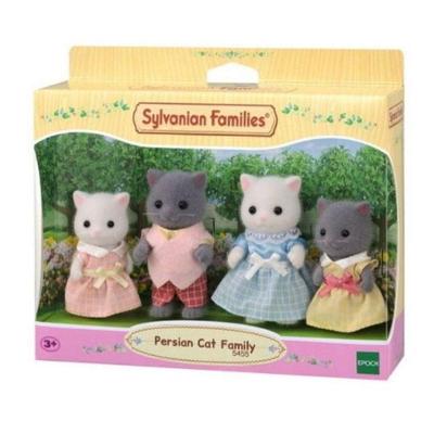 Família de Bonecos Gatos Persa 5455 com Roupas Xadrez e Personalidades Distintas Epoch