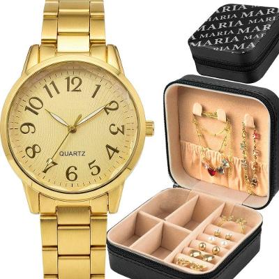 Kit de Acessórios Orizom Maria Aço Inox Dourado Feminino com Colar Pulseira e Porta Joia