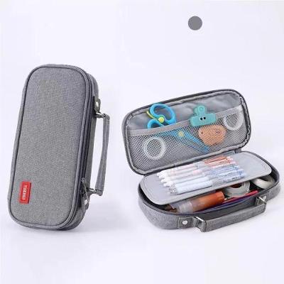 Estojo Escolar OEM Simple Grande Capacidade com 2 Divisórias Cinza