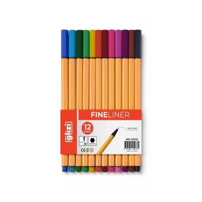 Caneta OEM Fine Line Ponta Fina 0.4MM 1ª Linha Kit 12 Unidades Coloridas Laranja
