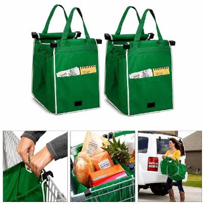 Kit 2 Sacolas Reutilizáveis para Carrinho Dobráveis Tecido Resistente Alças Reforçadas 18KG