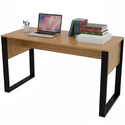 Escrivaninha Retangular Mesa de Escritório Moderno sem Gavetas MDP 136CM Amêndoa e Preto