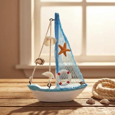 Enfeite Decorativo Dt3298 Design Náutico com Bóia e Corda Marítima Azul e Branco Dantas