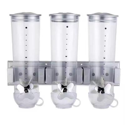 Dispenser de Cereais Triplo Hermético em ABS e PVC e PP com Controle de Porções 3,2L para Cozinha